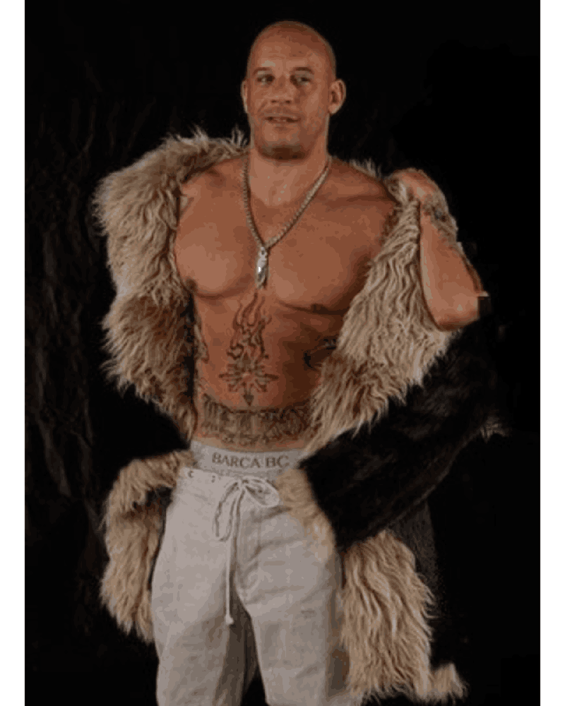 Vin Diesel Movie Xander Cage Long Shearling Fur Coat