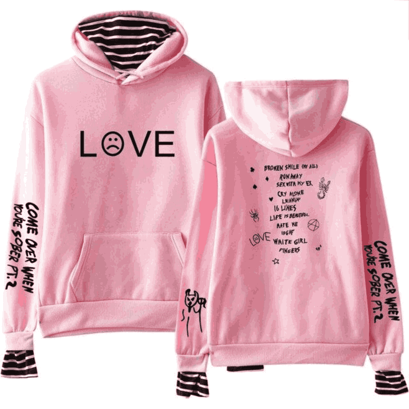 Lil Peep Come Over When You’re Sober Pink Wool Hoodie