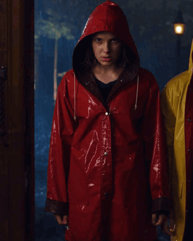 Millie Bobby Brown Stranger Things S04 Eleven Red Hooded Coat