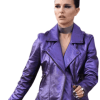 Women's Brando Motorcycle Vox Lux Celeste Purple Leather Jacket