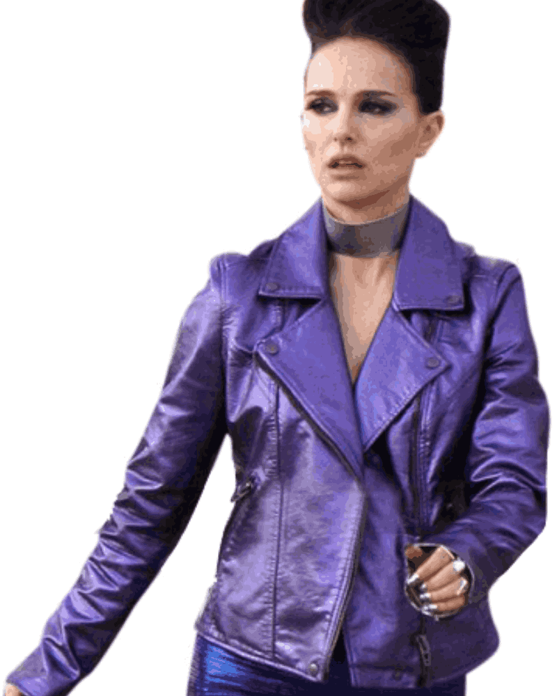 Women's Brando Motorcycle Vox Lux Celeste Purple Leather Jacket