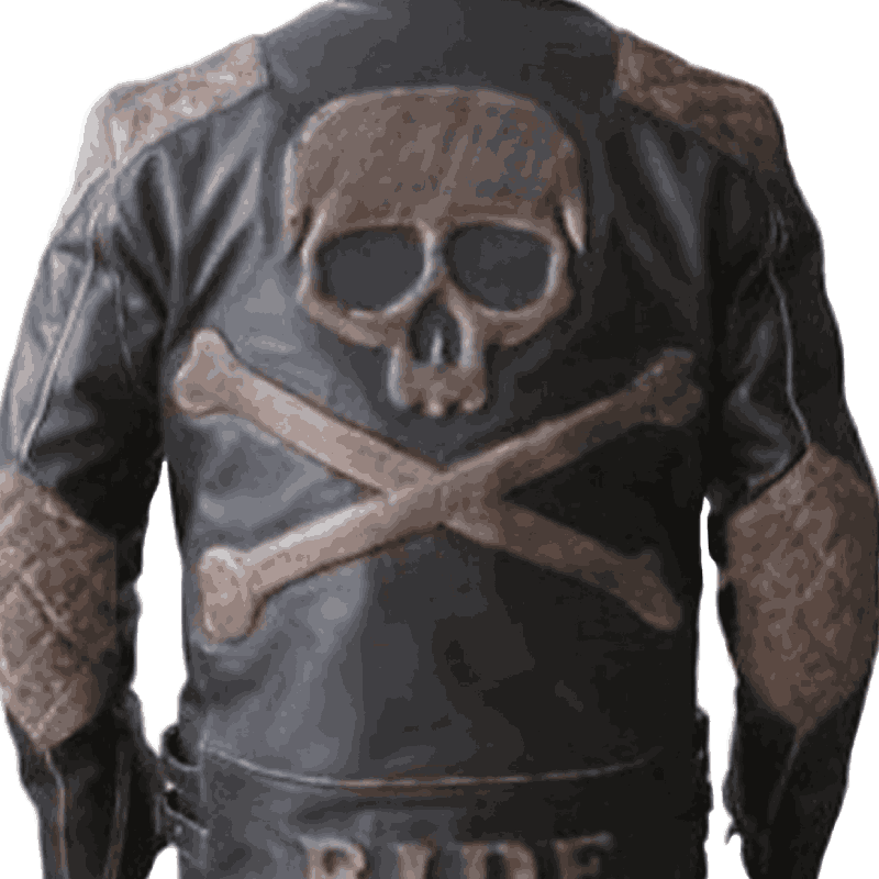 American Skull Man Motorcycle Black Leather Jacket