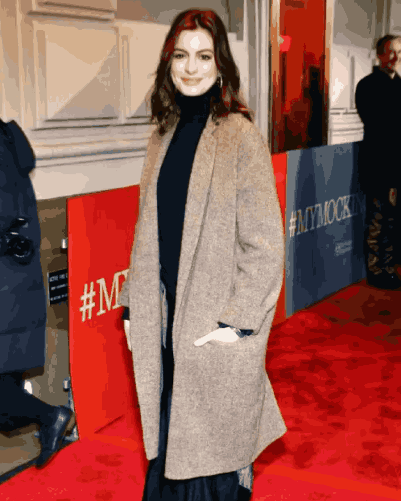 Anne Hathaway Oversized Wool Coat