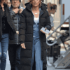 Jennifer Lopez Puffer Black Zippered Coat