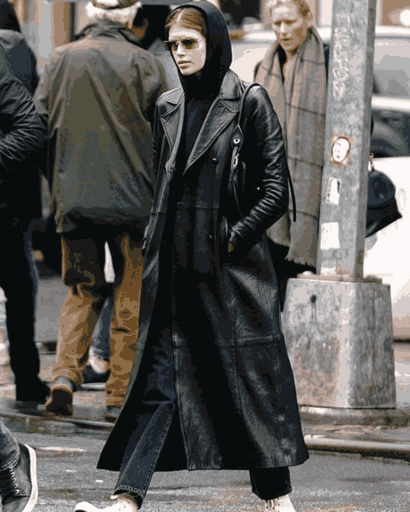 Kaia Gerber The Matrix Leather Coat