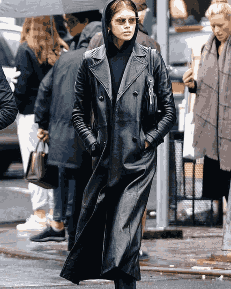 Kaia Gerber The Matrix Leather Coat