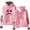 Lil Peep Come Over When You’re Sober Sad Face Pink Wool Hoodie