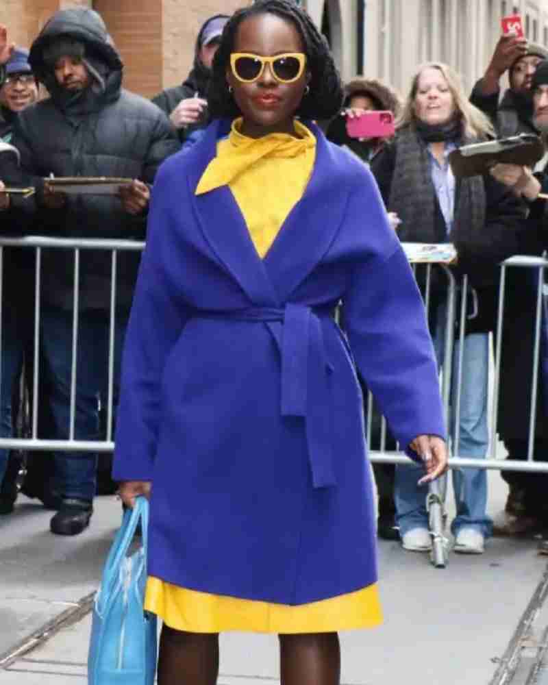 Lupita Nyongo Blue Cotton Long Coat