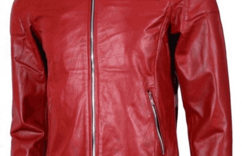 Men Designer Elegant Red Leather Biker Jacket