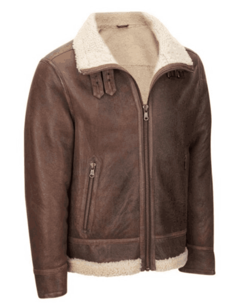 Men’s Light Brown Shearling Aviator Leather Jacket