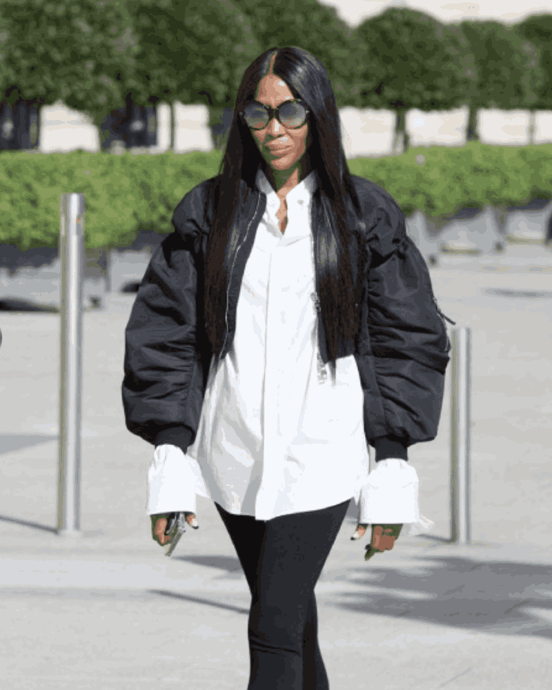 Naomi Campbell Black Puffer Jacket
