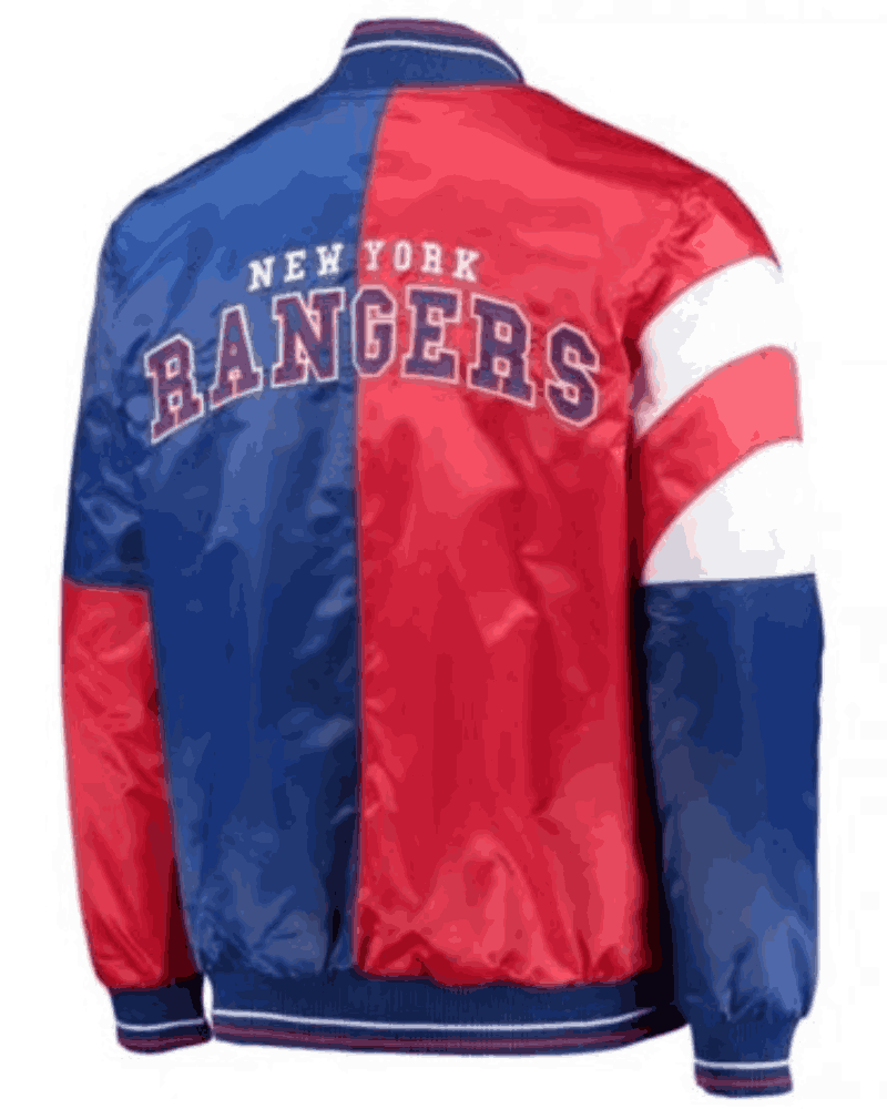 NY Rangers The Leader Satin Blue and Red Full-Snap Jacket