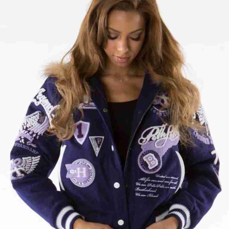 Pelle Pelle Women American Legend Purple Hooded Varsity Jacket