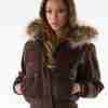 Pelle Pelle Women Brown Wool Hooded Zippered Jacket