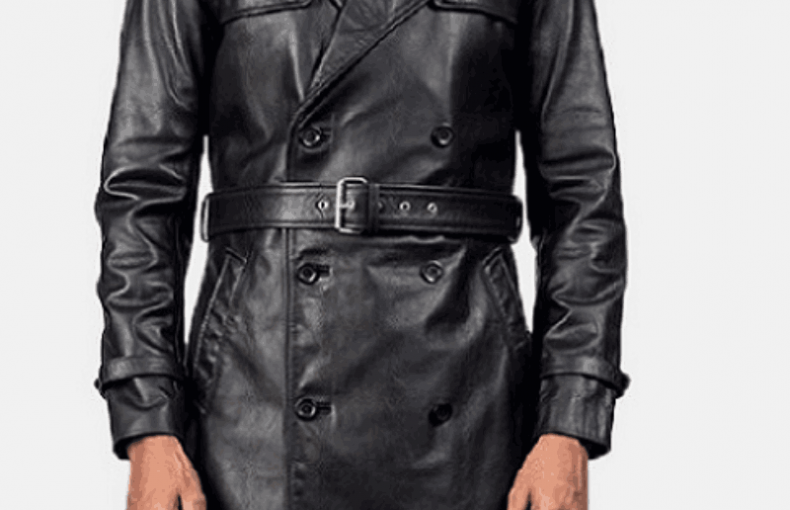 Royson Black Leather Duster Coat For Men