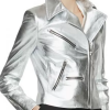 SILVER LEATHER JACKET FOR WOMEN