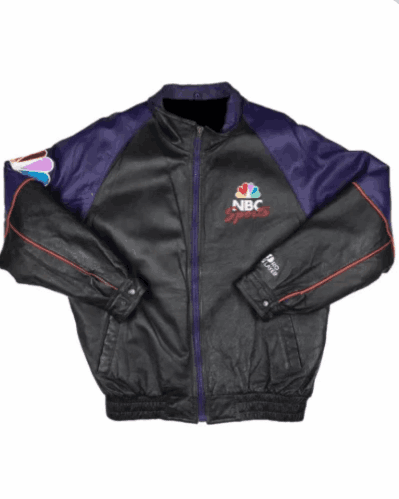Vintage NBC Sports 90s Pro Player Leather Jacket