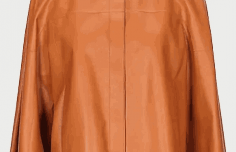 Women Tan Collarless Leather Jacket