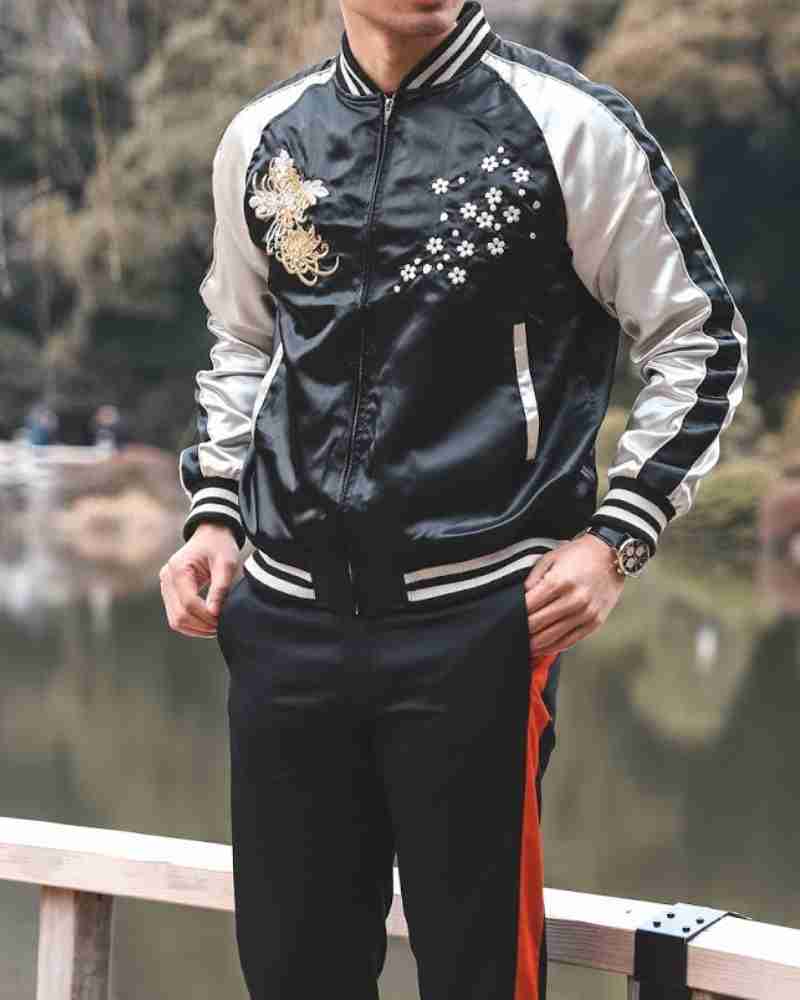 Day to Night Embroidered Souvenir Black and White Jacket