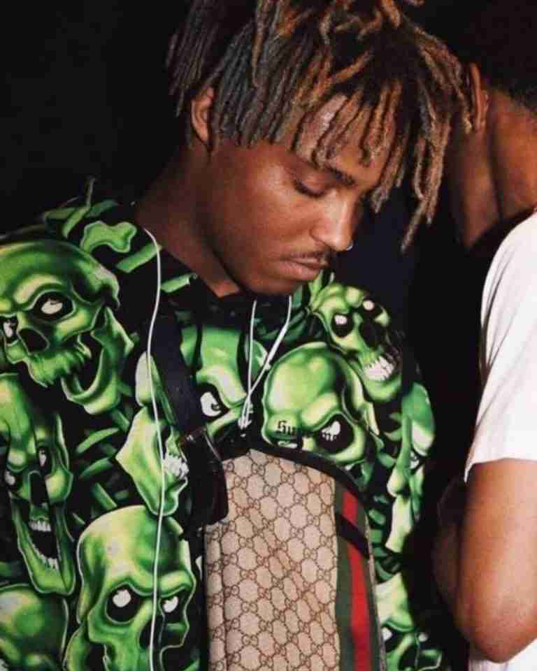 Juice Wrld Supreme Pat­terned Green Skulls Jacket - celebrityjacket