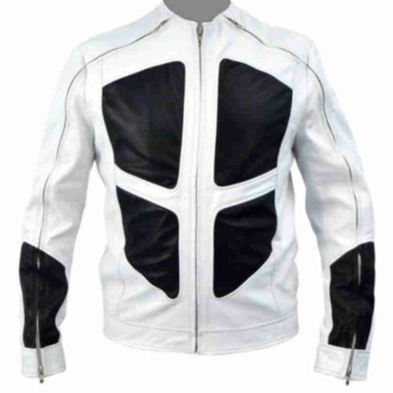 Biker White Leather Jacket