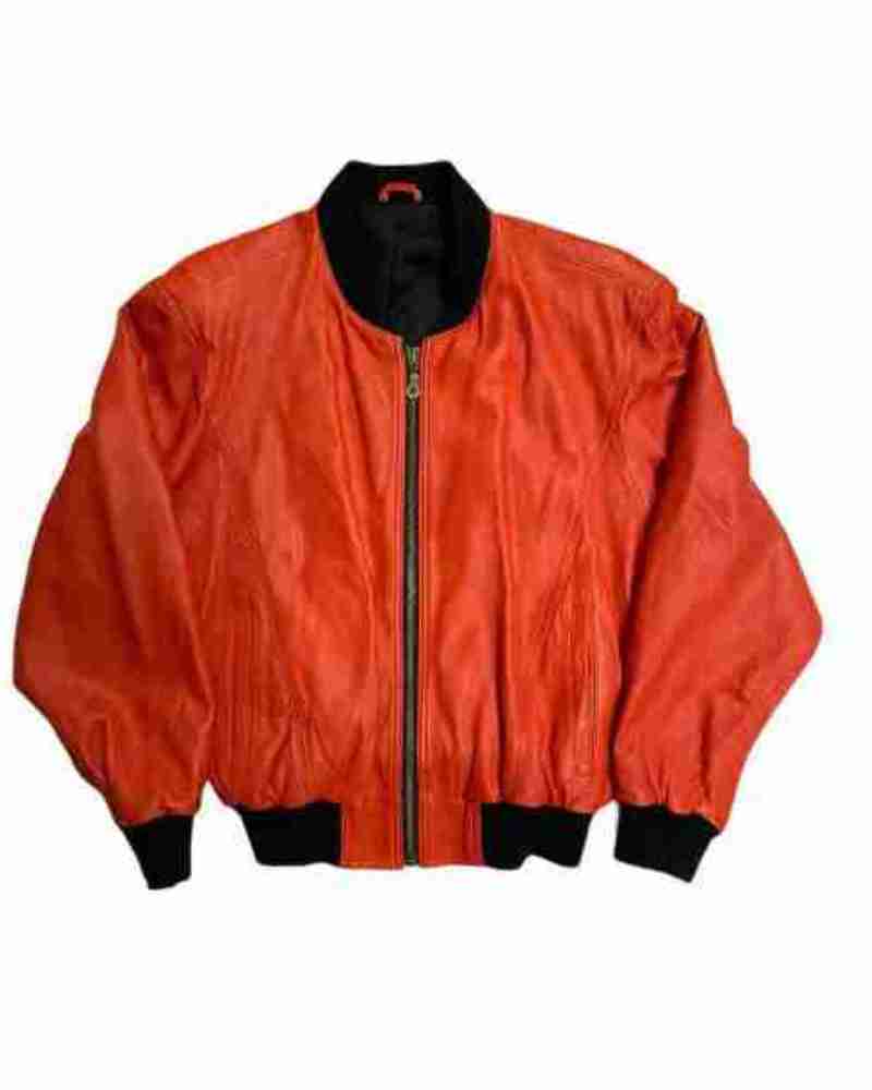 Angelo Litrico Vintage 80s Bomber Leather Orange Jacket