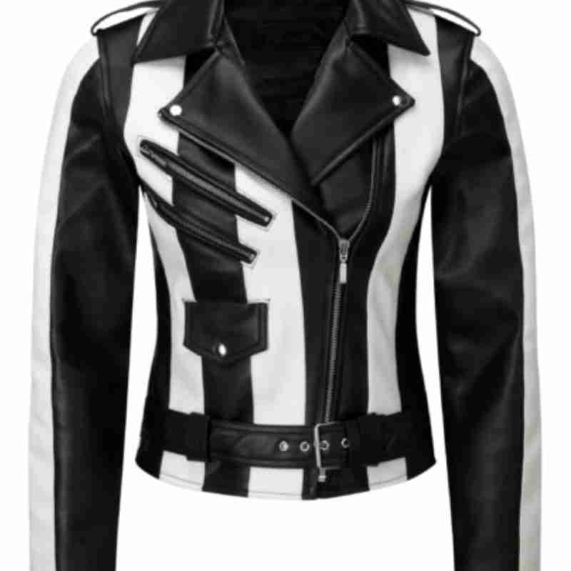 Women’s Bikers Zebra Style Leather Jacket