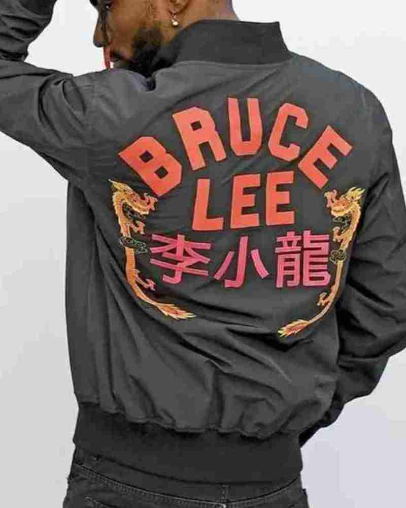 Bruce Lee Sunset Dragon Stadium Gray Jacket