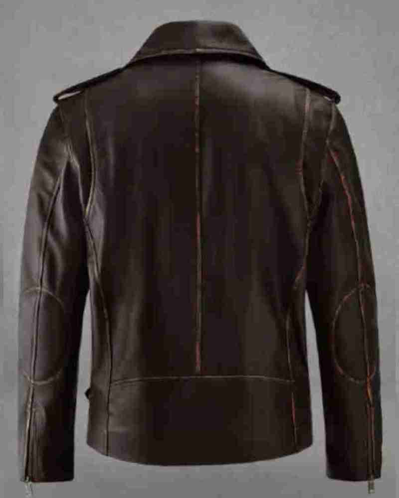 Enforcer Dark Brown Biker Leather Zippered Jacket