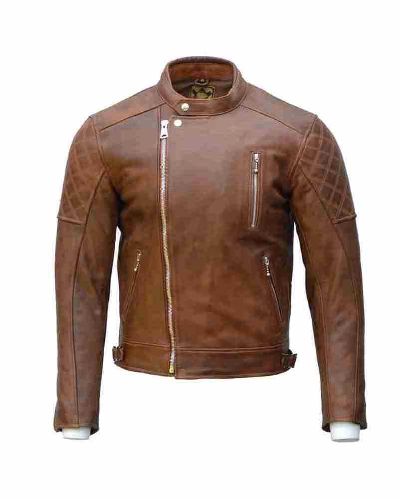 Goldtop Bobber Armoured Brown Leather Jacket