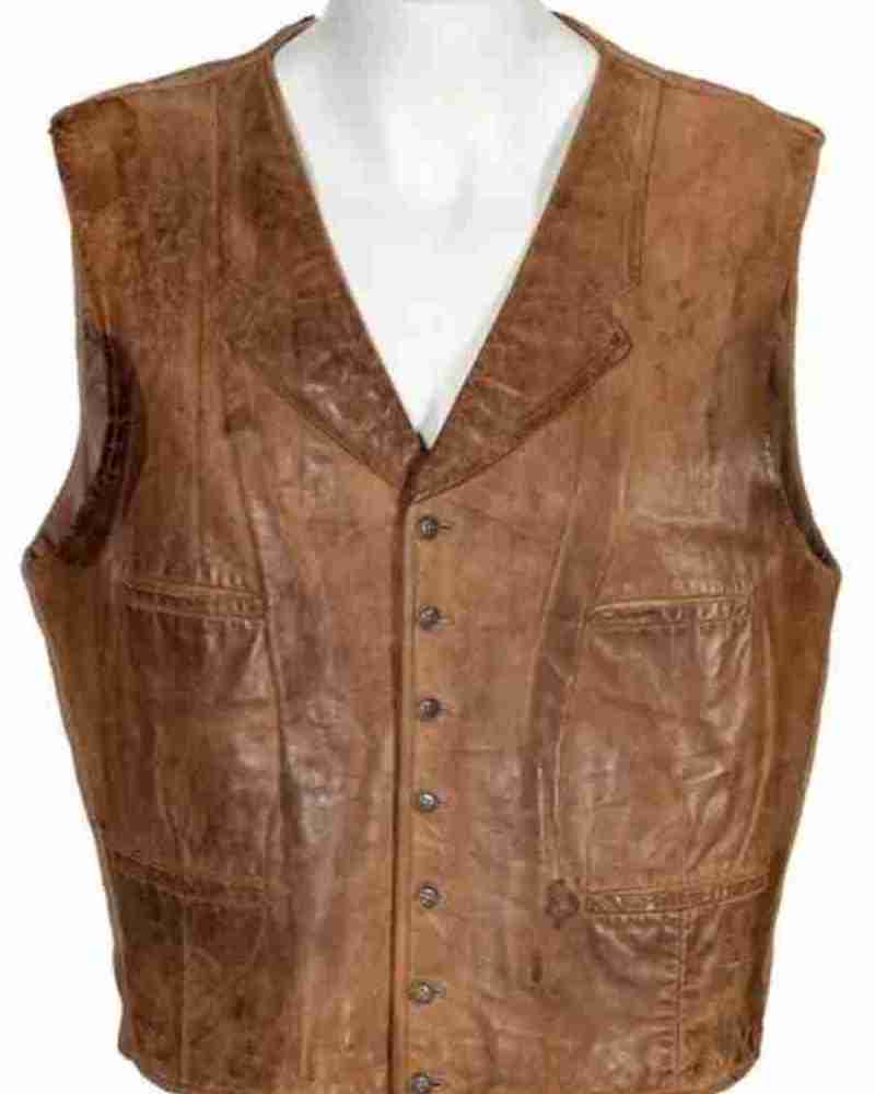 John Wayne The Cowboys Brown Leather Vest