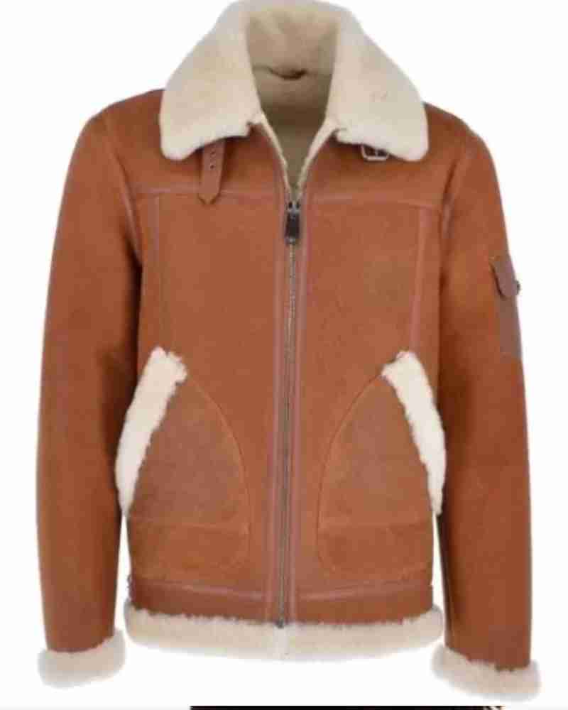 Eredin Luxury Sheepskin Leather Pilot Tan Brown Jacket