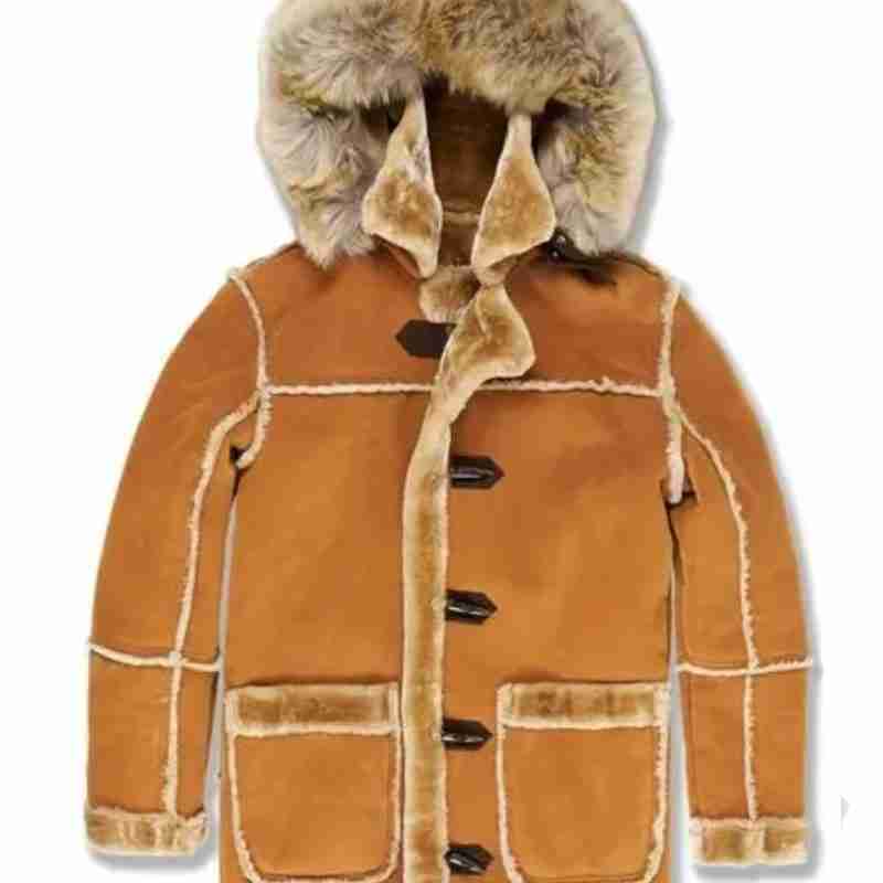 Men’s Aviator Shearling Fur Brown Suede Leather Jacket