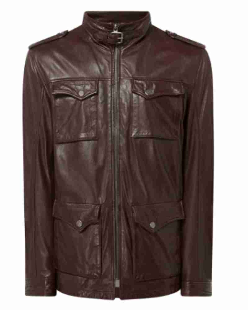 Classic Chocolate Brown Field Leather Jacket for Men