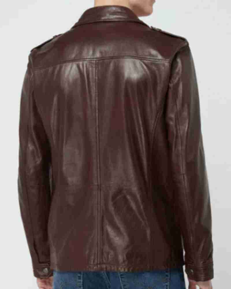 Classic Chocolate Brown Field Leather Jacket for Men