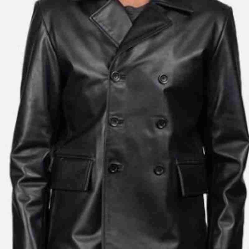 Men’s Naval Leather Short Peacoat