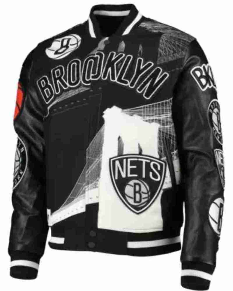 Men’s Pro Standard Brooklyn Nets New York Sports Letterman Varsity Bomber Jacket