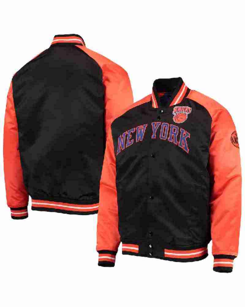New York Knicks Mitchell & Ness Hardwood Classics Reload 3.0 Raglan Full-Snap Satin Jacket
