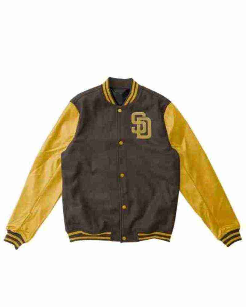 San Diego Padres Brown and Yellow Letterman Jacket