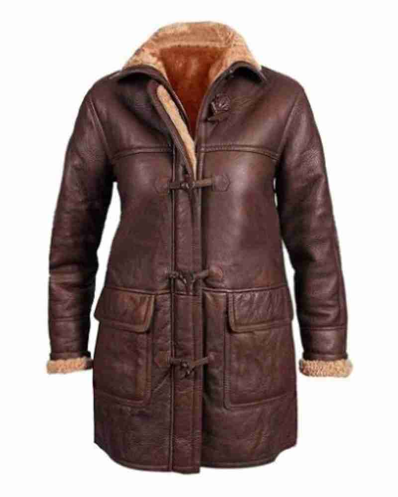 Women B3 Aviator Sheepskin Brown Duffle Coat