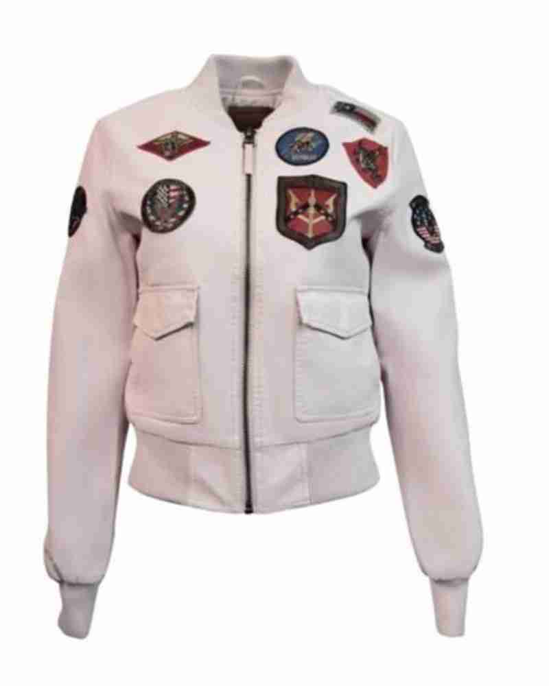 Women Light Pink Top Gun Vegan Leather Jacket