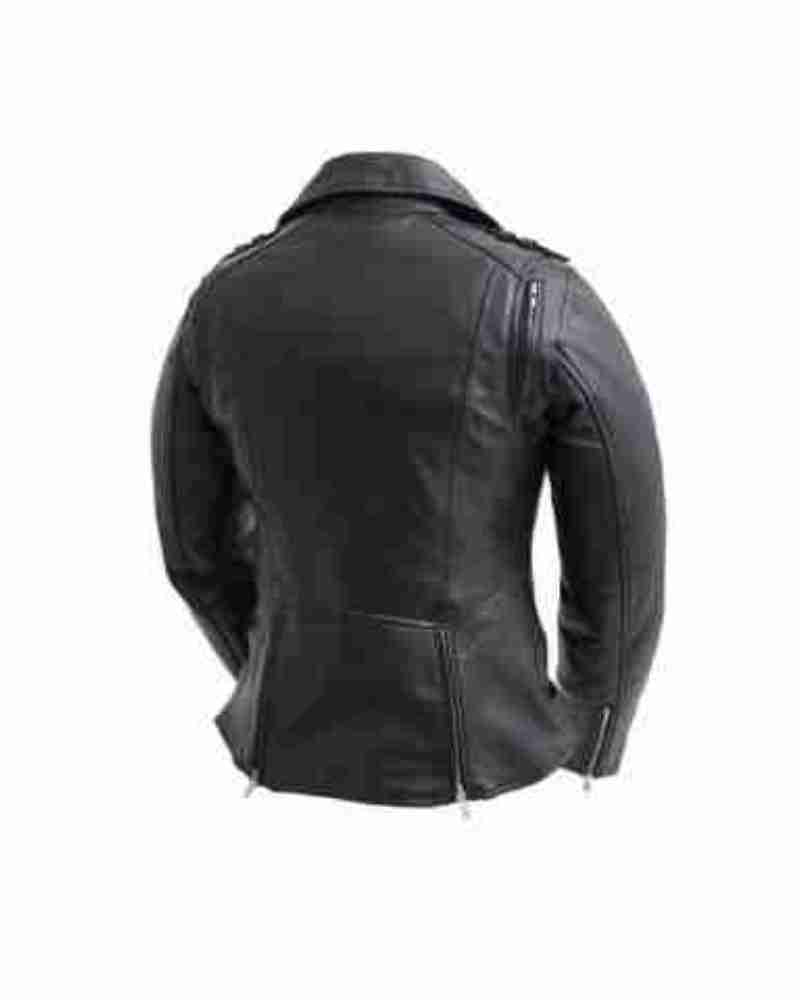 Material: Sheepskin Leather Inner: Viscose Lining Sleeves: Full Zipper Sleeves Color: Black Front: Zipper closure One cellphone pocket Armored pockets (Back, Shoulder and Elbow) for CE-rated armor Rose Embroidery detail on both sleeves and torso
