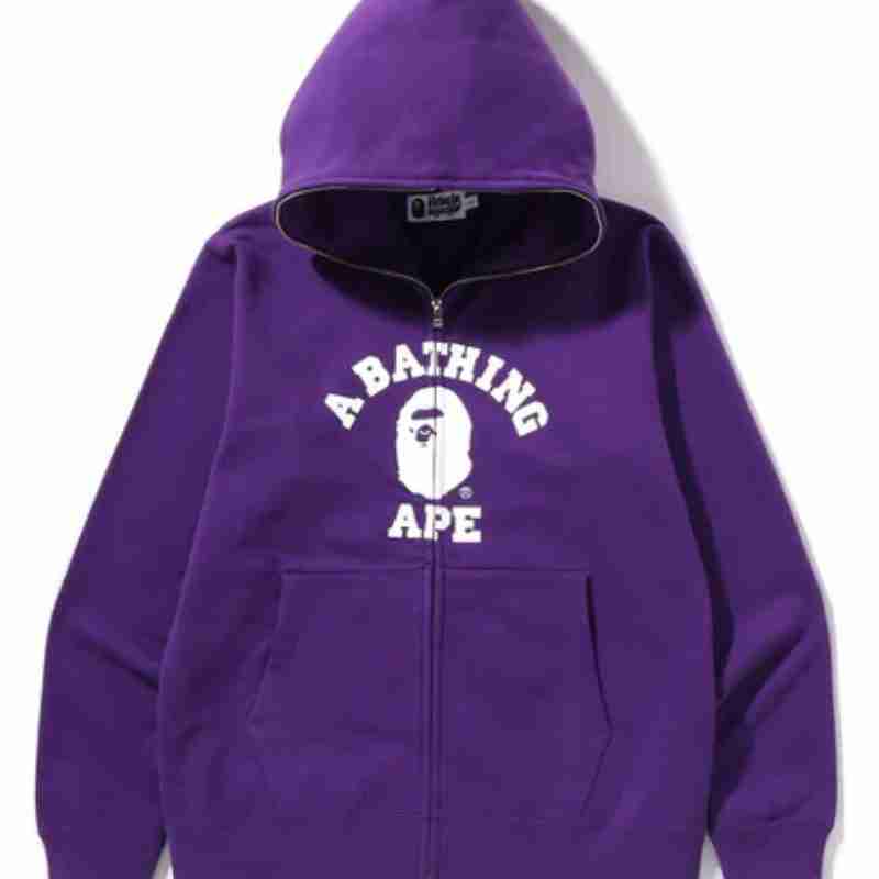 College Full Zip Purple & White Hoodie