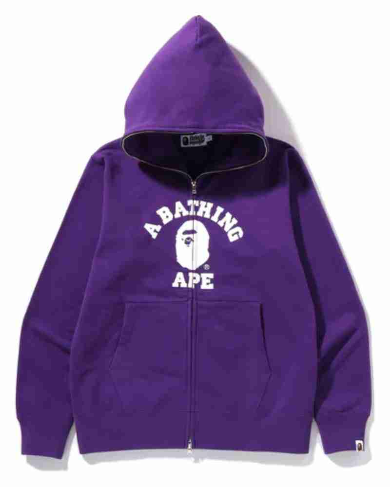 College Full Zip Purple & White Hoodie