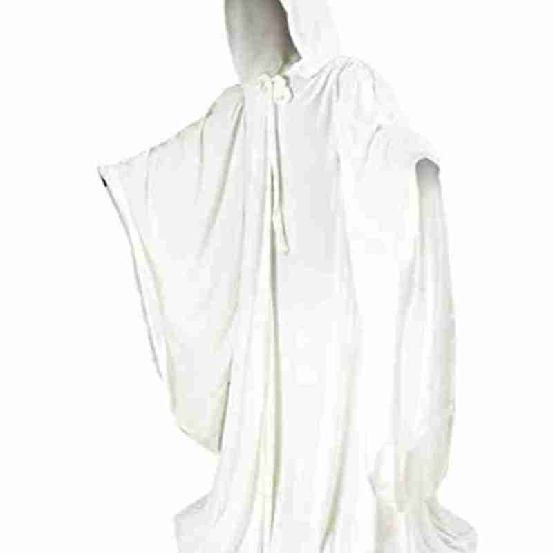 Halloween Wizard Velvet White Cotton Cloak