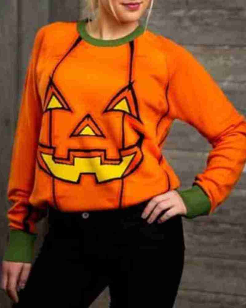 Pumpkin Halloween Orange Sweater for Adults