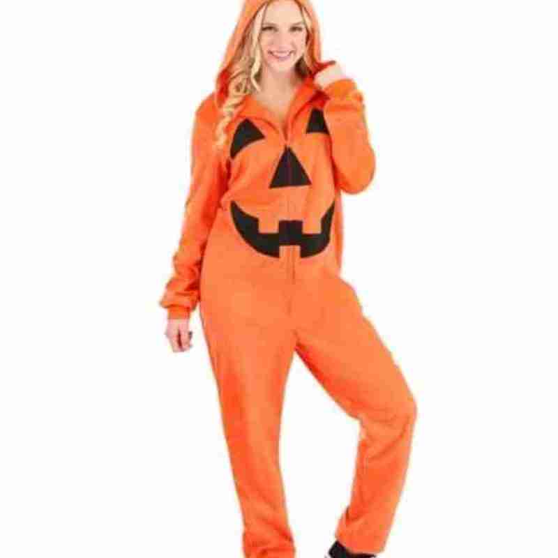 Adult Orange Pumpkin Jumpsuit Costume