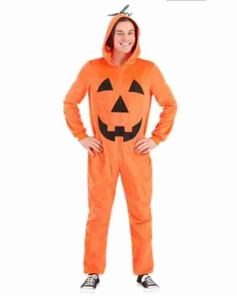 Adult Orange Pumpkin Jumpsuit Costume