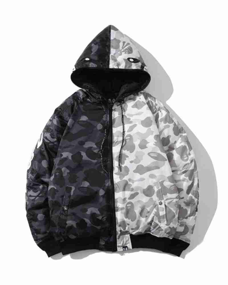 Bape Black and White Colo Jacket and Hoodie