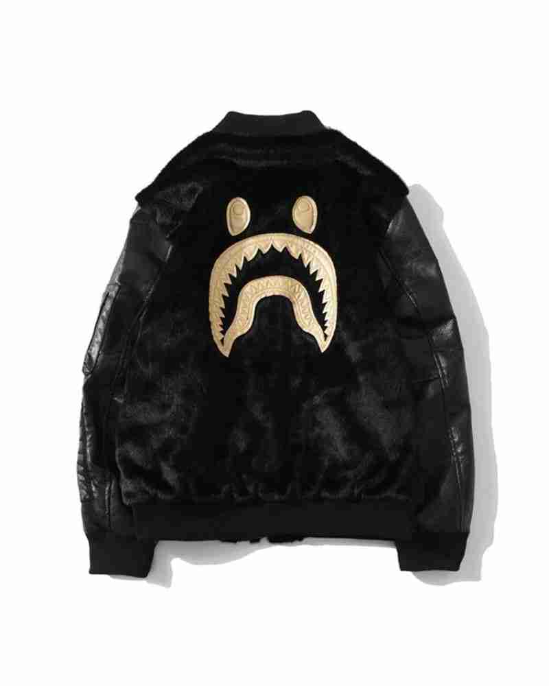 Bape New Gold Embroidered Shark Jacket